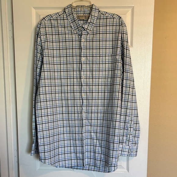 Duluth Trading Co men’s white plaid long sleeve button down shirt size XL Tall - Picture 1 of 9